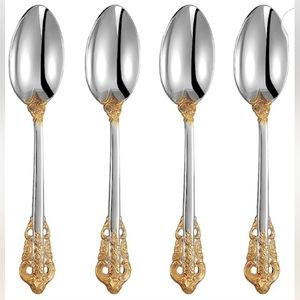 New Keawell Stainless teaspoons... Set of 4 gorgeous mirror polish gold accent